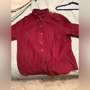 XL J Crew corduroy button up shirt. Burgundy color.